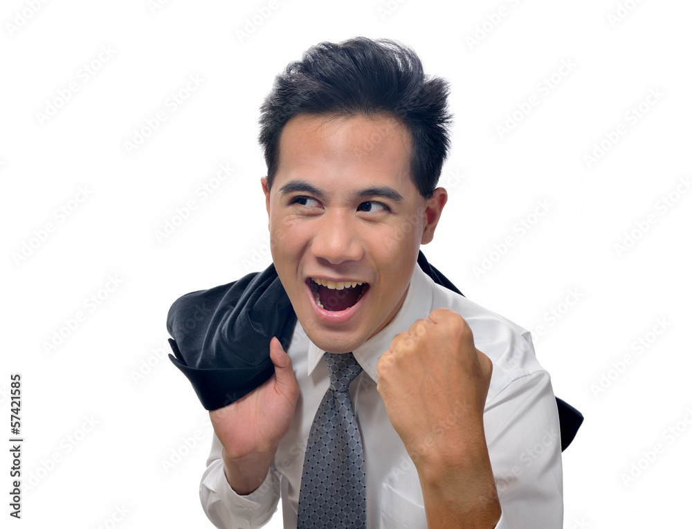 Happy business man. Isolated over white background