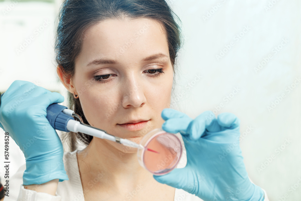 laboratory assistant girl  in the genetics laboratory