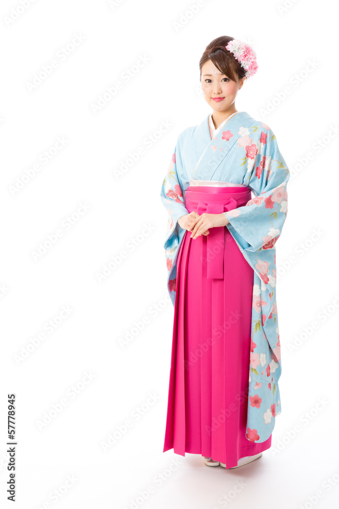 japanese traditional woman on white background