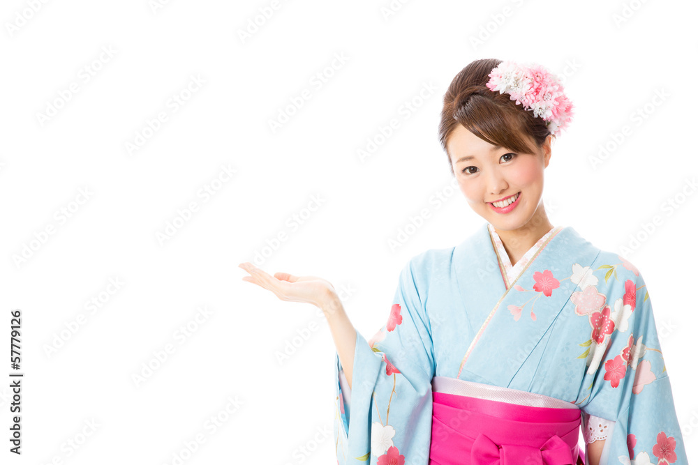 japanese traditional woman on white background