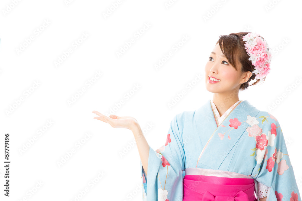 japanese traditional woman on white background