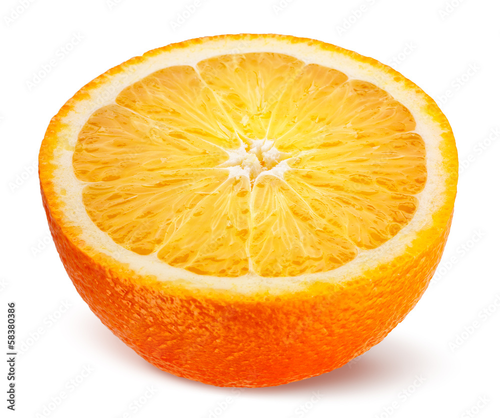 Orange. Half of fruit isolated on white background