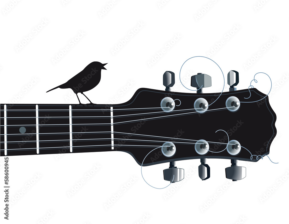 Gitarre mit singenden Vogel