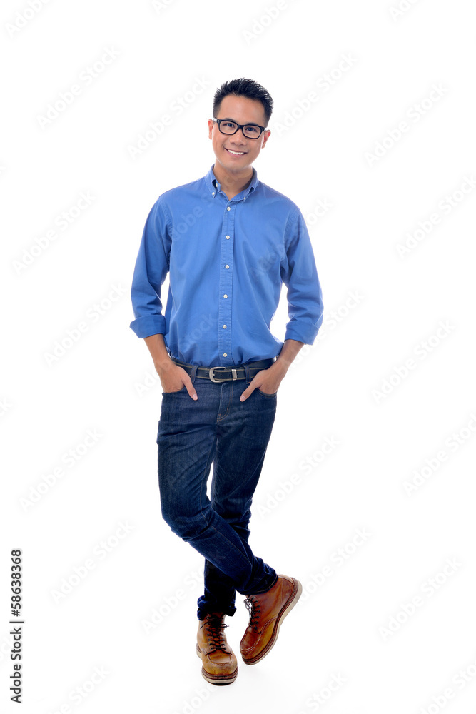 Handsome casual man smiling - isolated over a white background