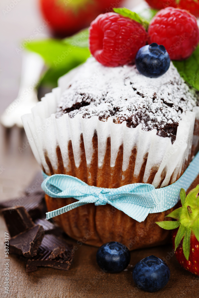 chocolate cake with fresh berry