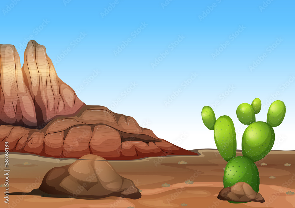 A desert with a cactus