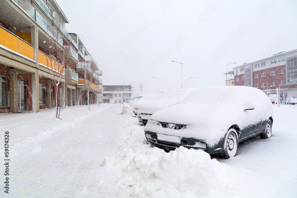 波兰夜间大雪