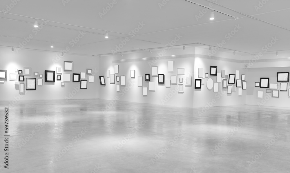 Modern light hall with empty placards