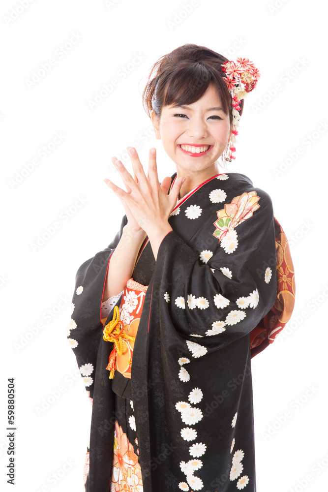 白底日本和服女人