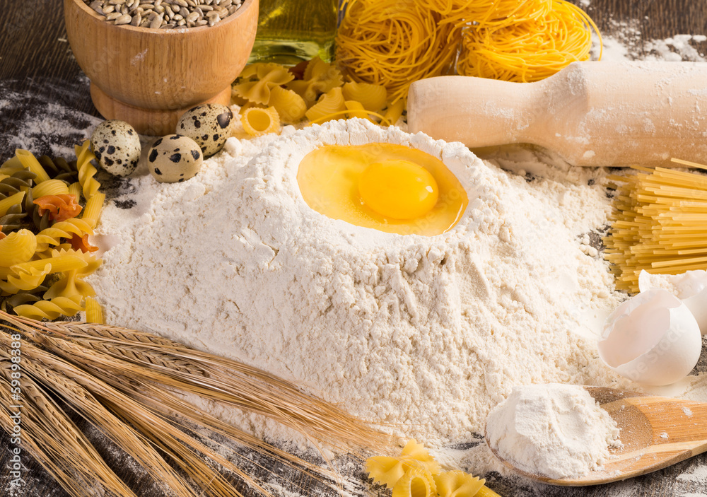 flour, eggs, wheat still-life