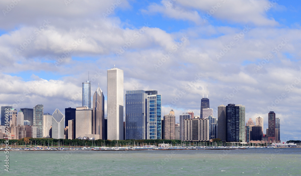 Chicago skyline over Lake Michigan