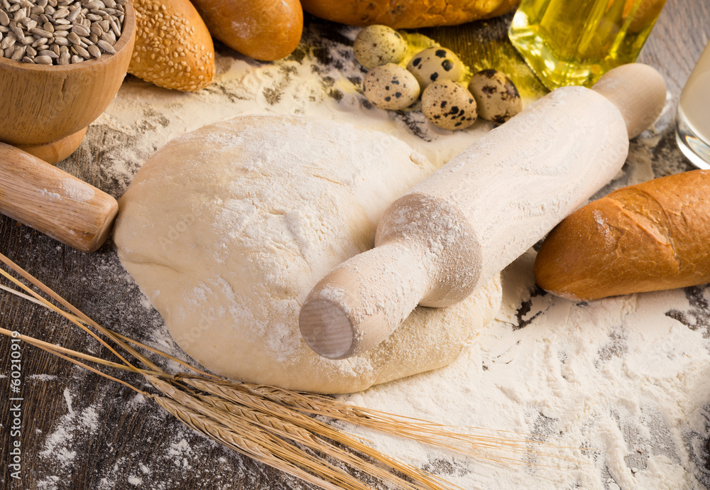 flour, eggs, white bread, wheat ears