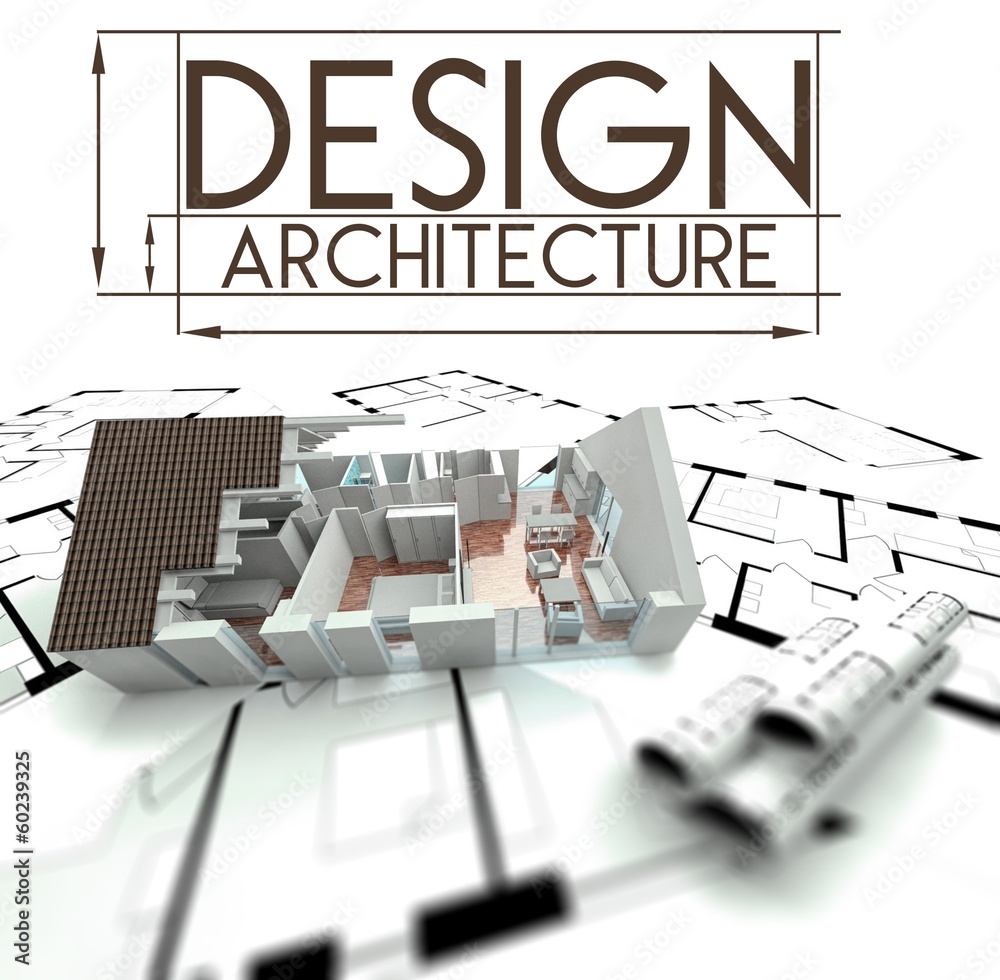 Design architecture, project of house on blueprints