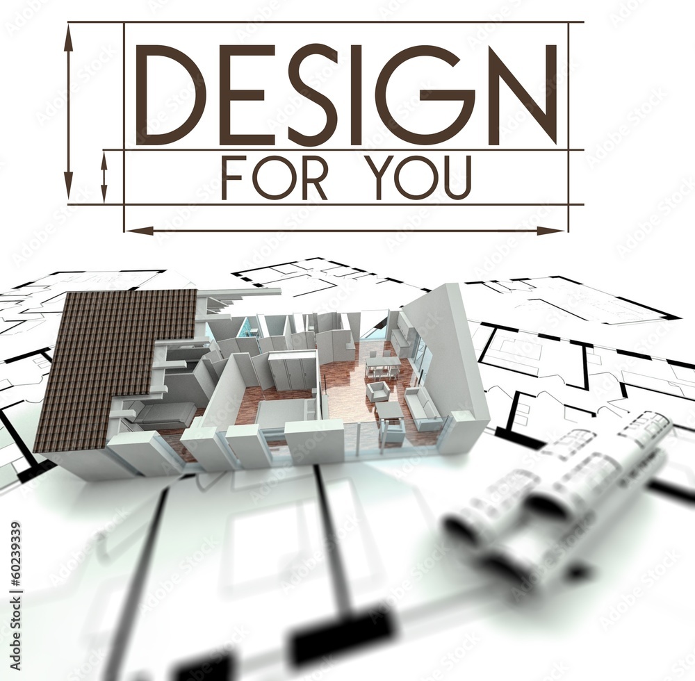 Design for you with project of house on blueprints