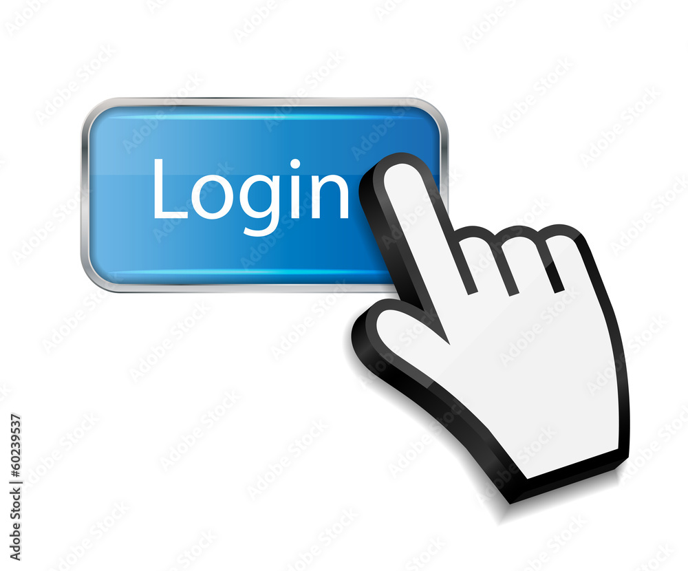 Mouse hand cursor on login button vector illustration