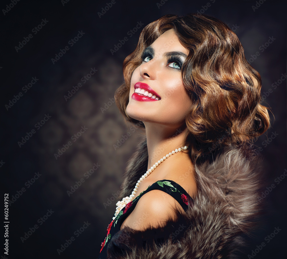 Retro Woman Portrait. Vintage Styled Photo