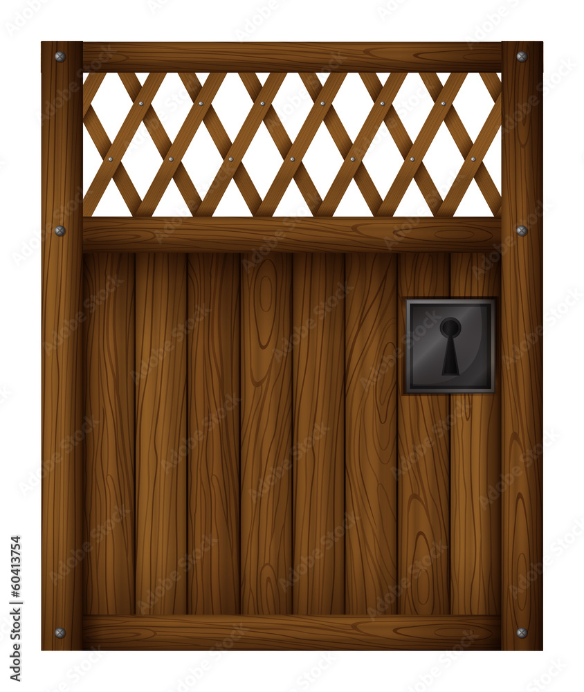 A wooden gate door