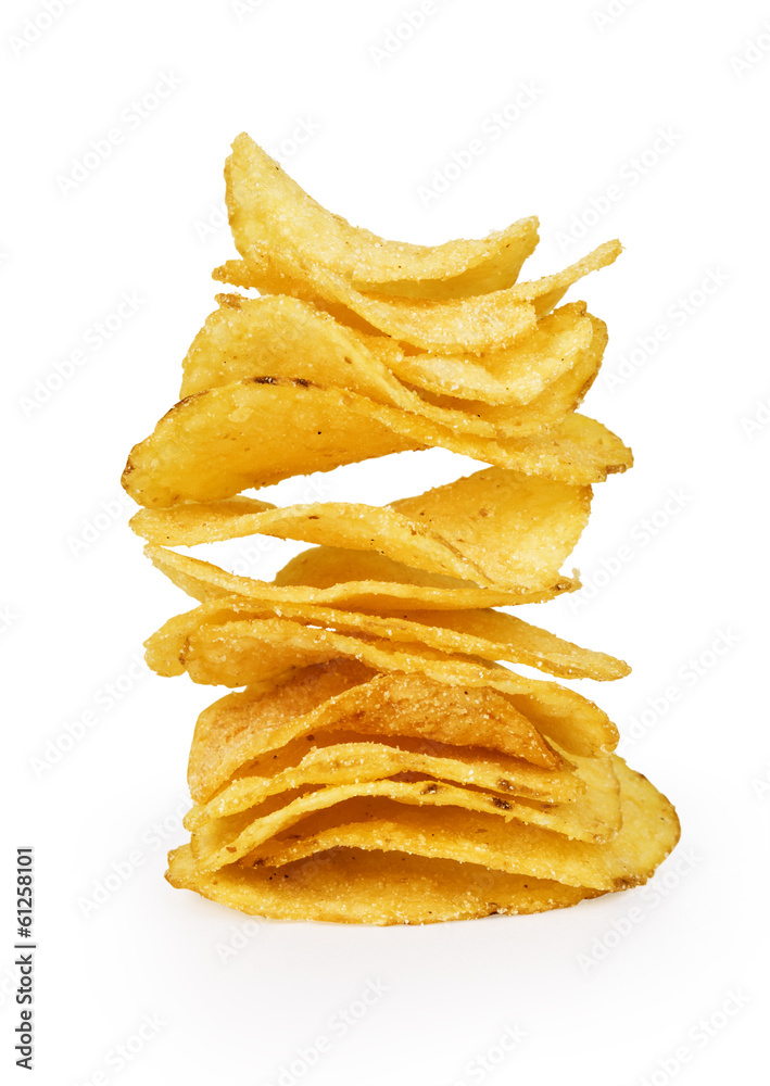 Potato chips isolated