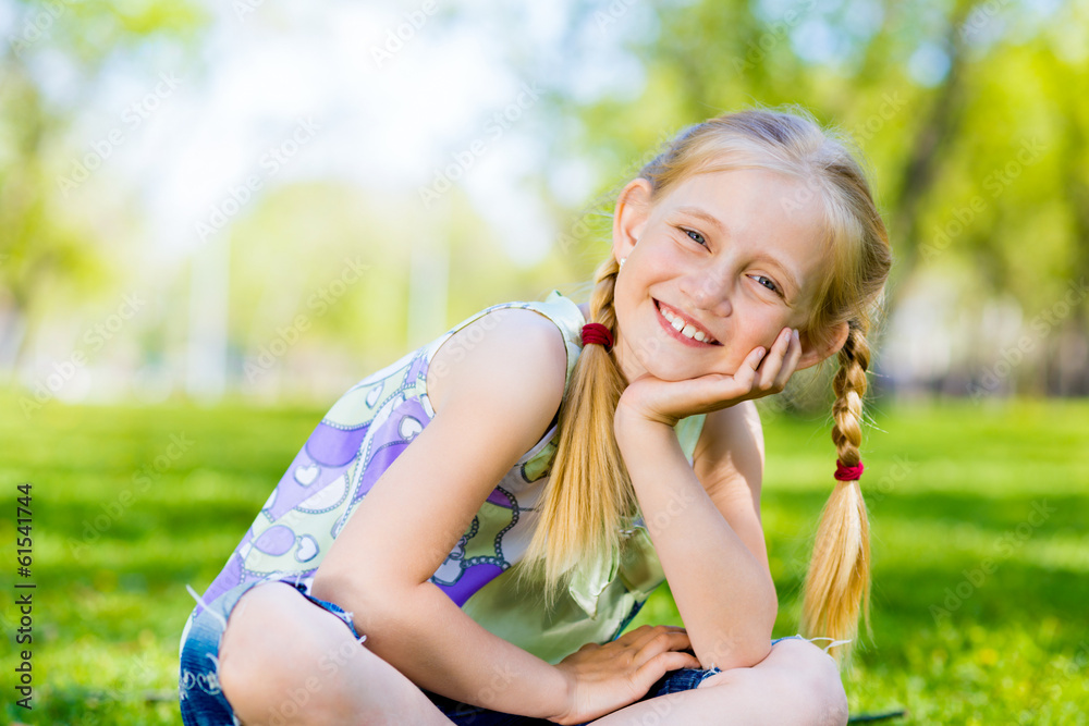 portrait of a girl in a park