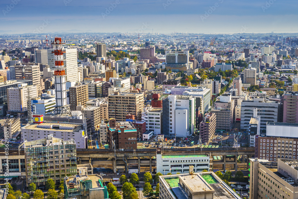 日本仙台市中心的城市景观