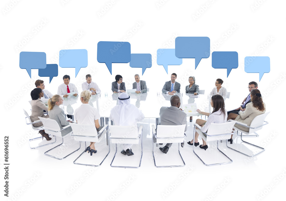 Business People Meeting with Speech Bubbles