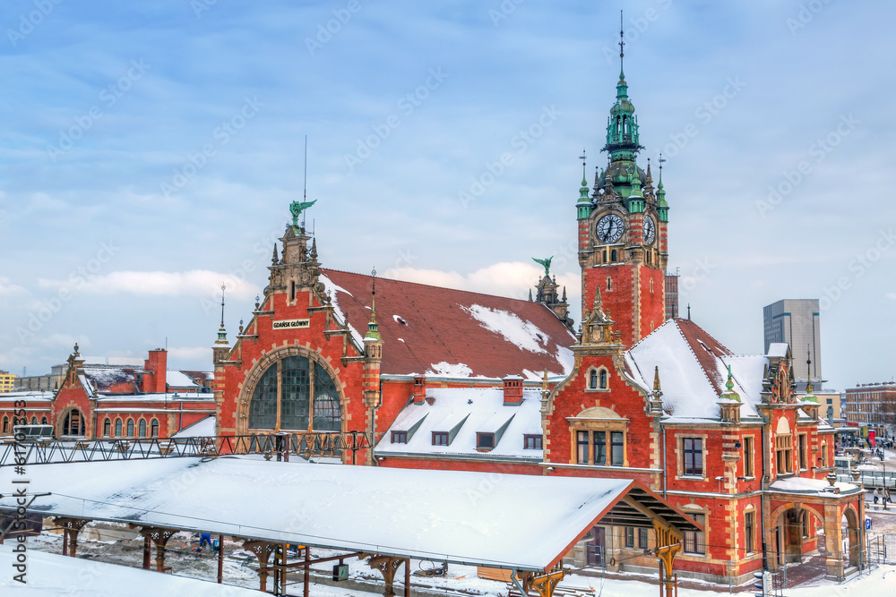 Main railway station in the city centre of Gdansk