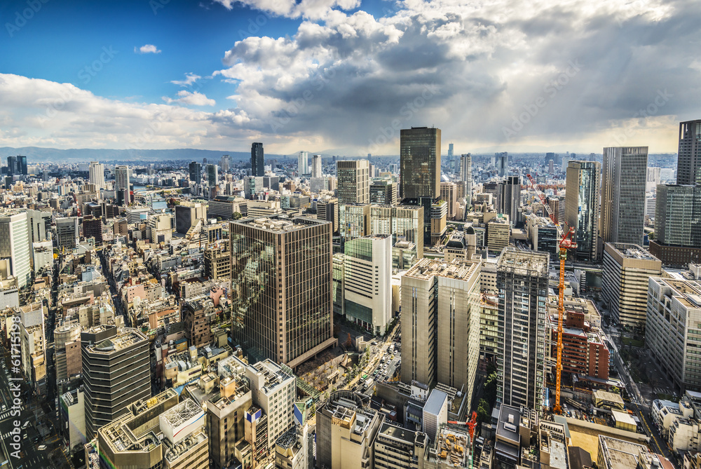 日本大阪梅田区的城市景观