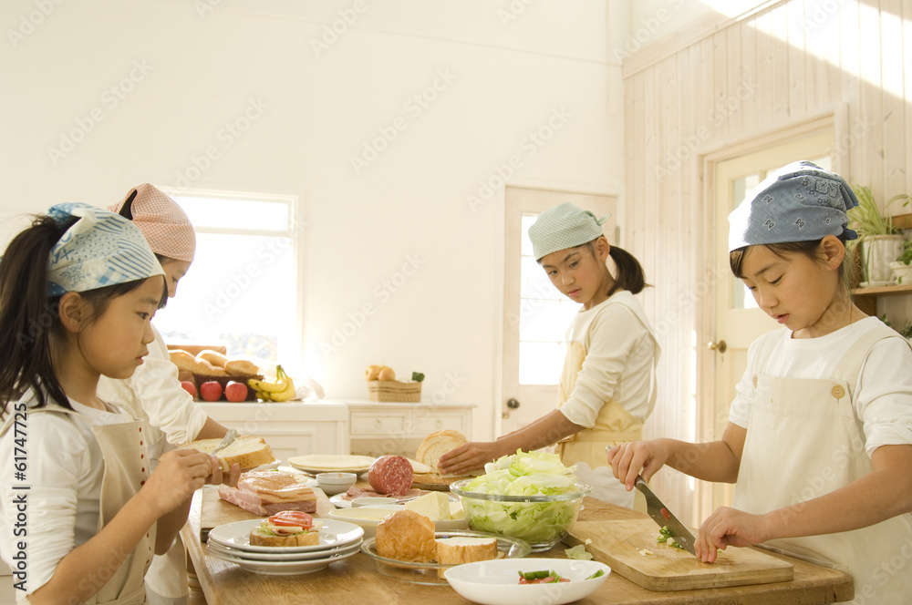 Japanese girls cooking