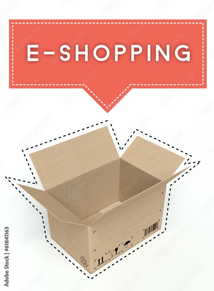 E-shopping concept open cardboard box