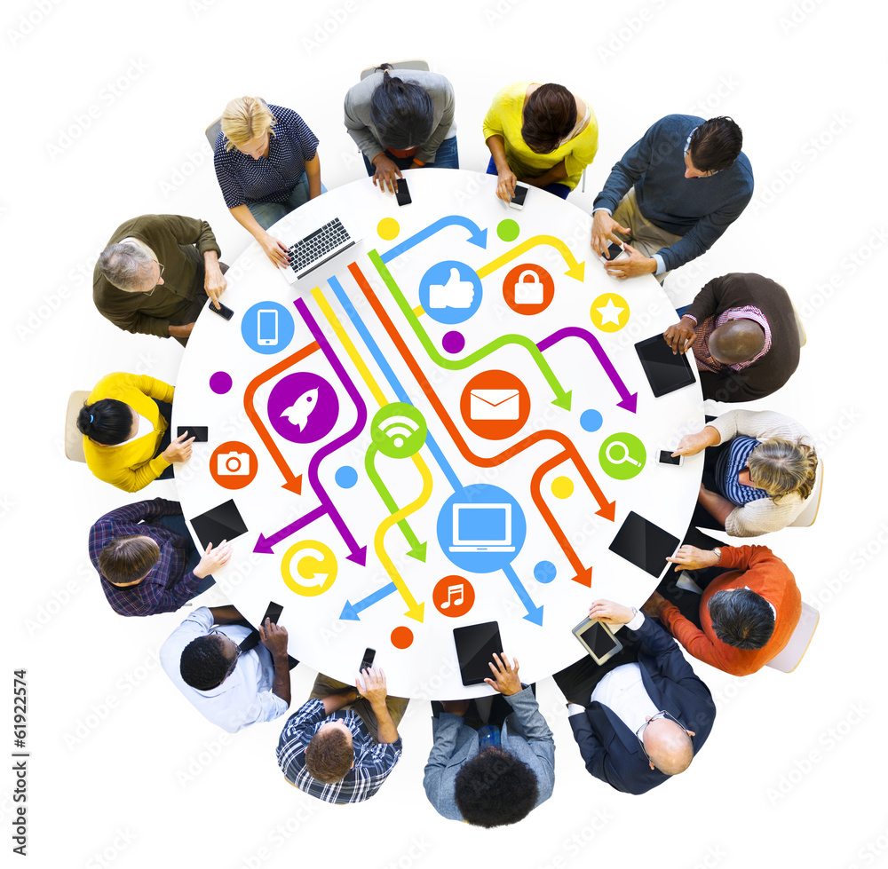 Multi-Ethnic Group of People with Social Media Communication