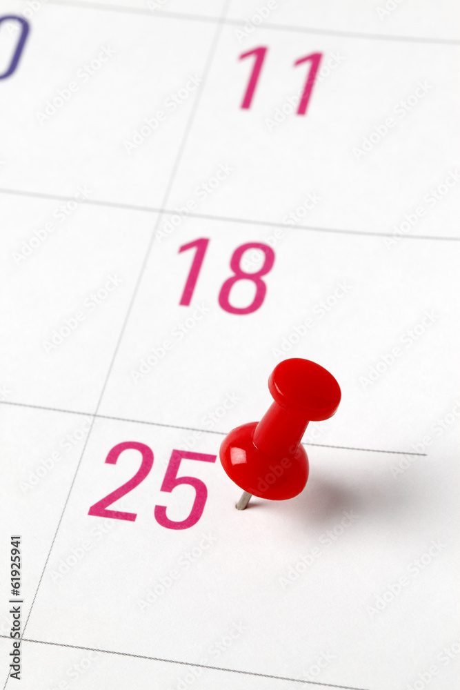 Red Push-pin in calendar