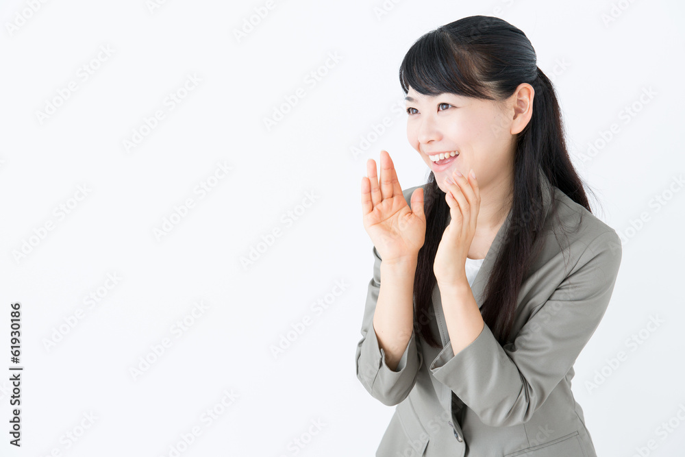 young asian businesswoman on white background