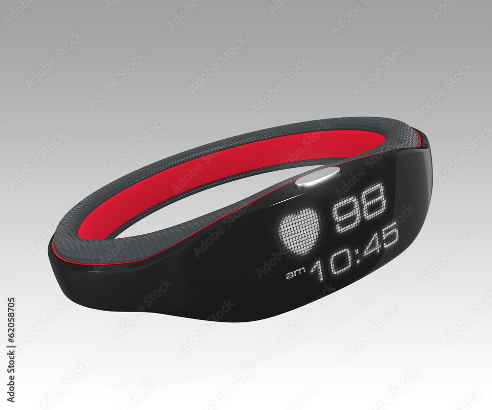 Smart wristband display heart rate and time.