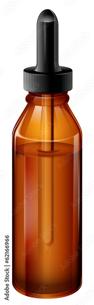 A light brown medical bottle with a dropper