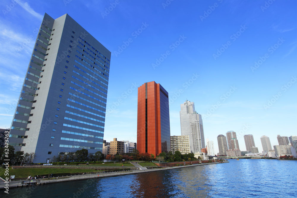 Commercial district in Tokyo city