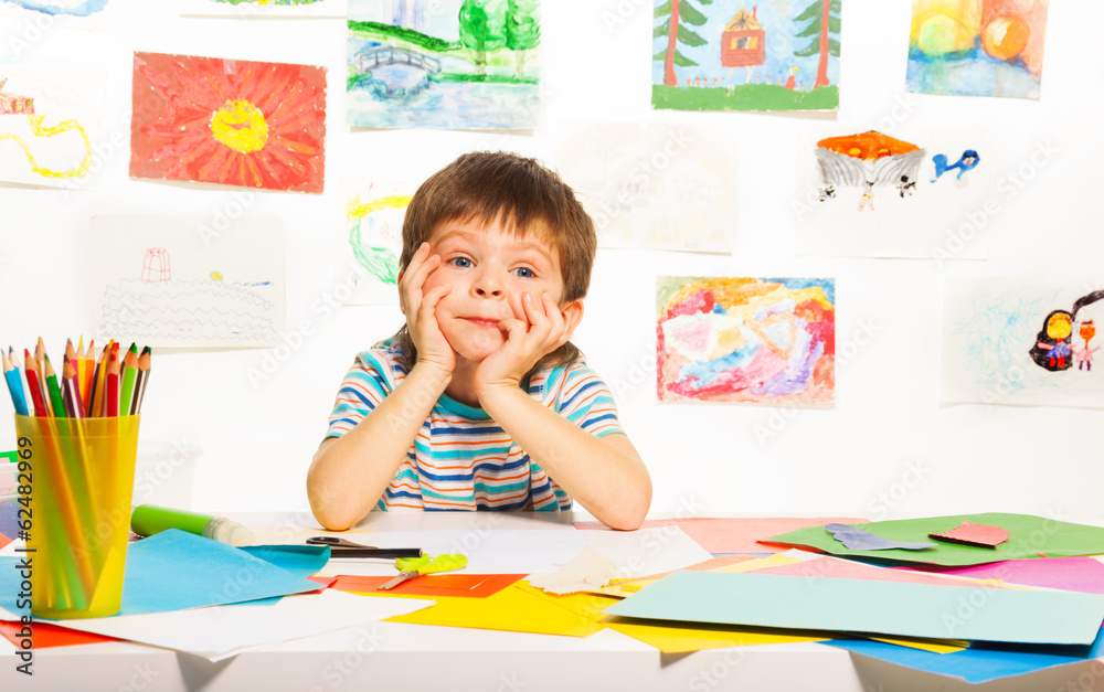 Little boy in class