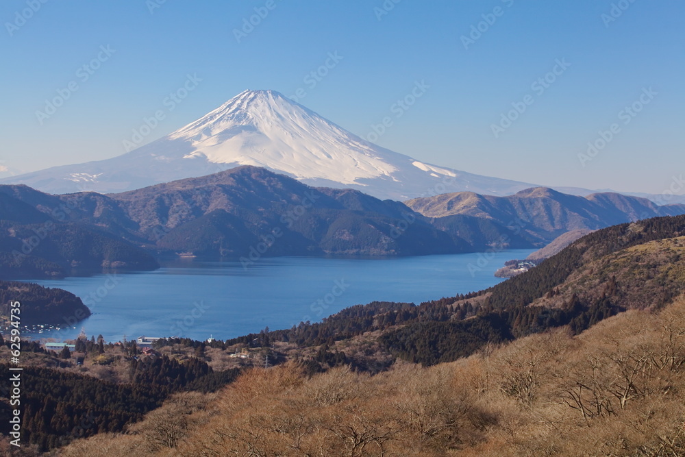 冬季阿势湖箱根富士山