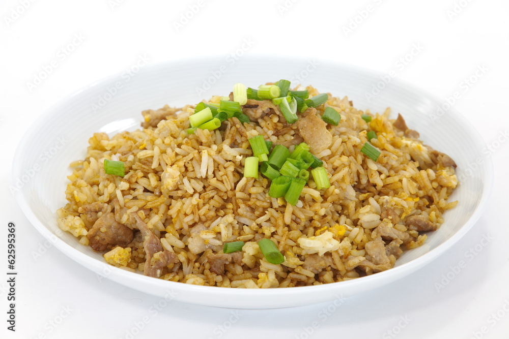 asian food fried rice with pork and egg