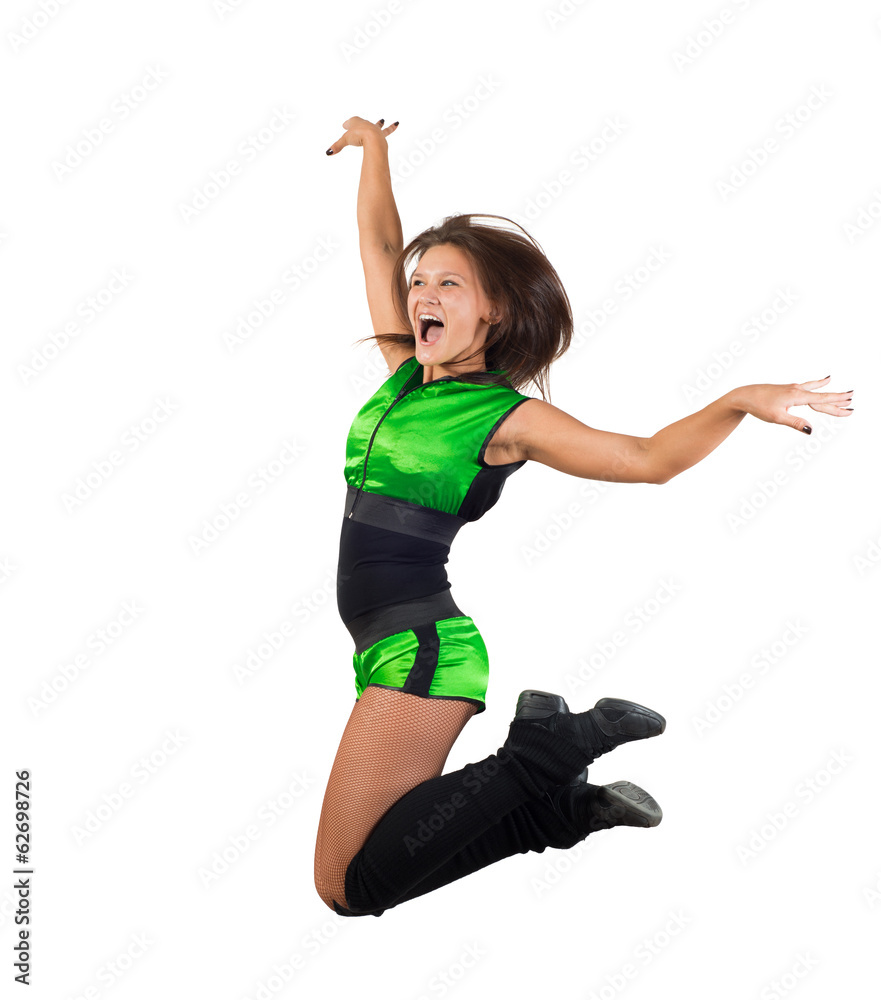 athletic young woman jumping