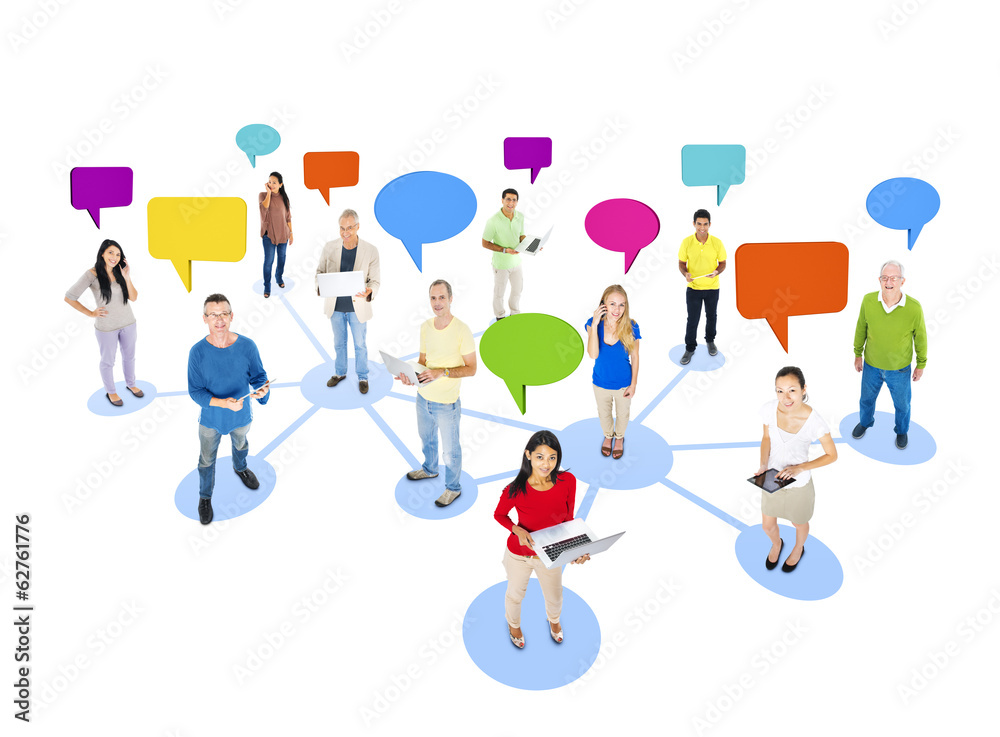 Multi-Ethnic Group Of People Social Networking