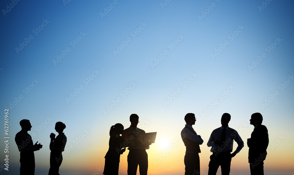 Group Of Business People Working Outdoors