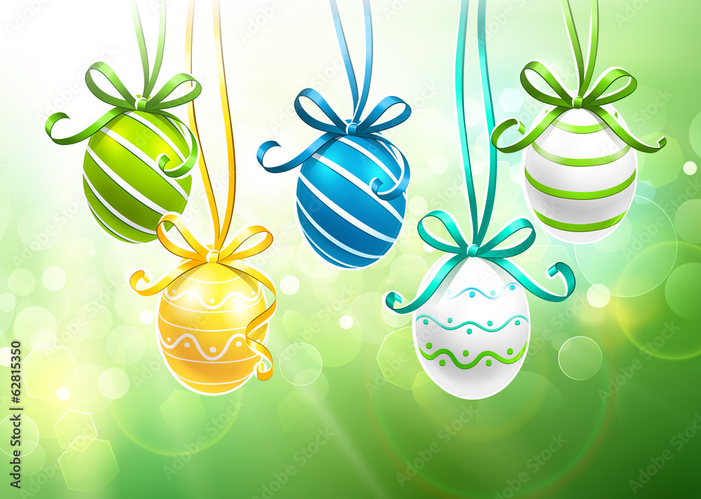 Natural background with Easter eggs. Vector