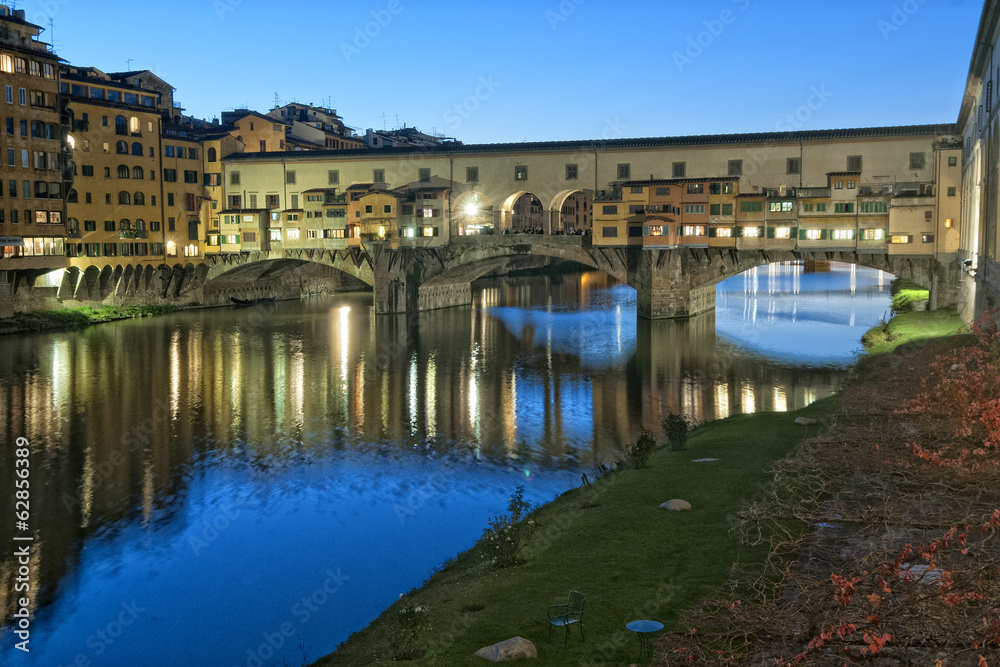 Florence Ponte Vecchio night view cityscape