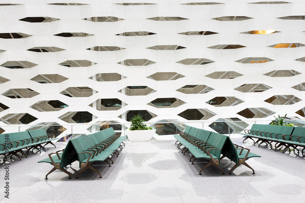 Empty departure lounge at the airport