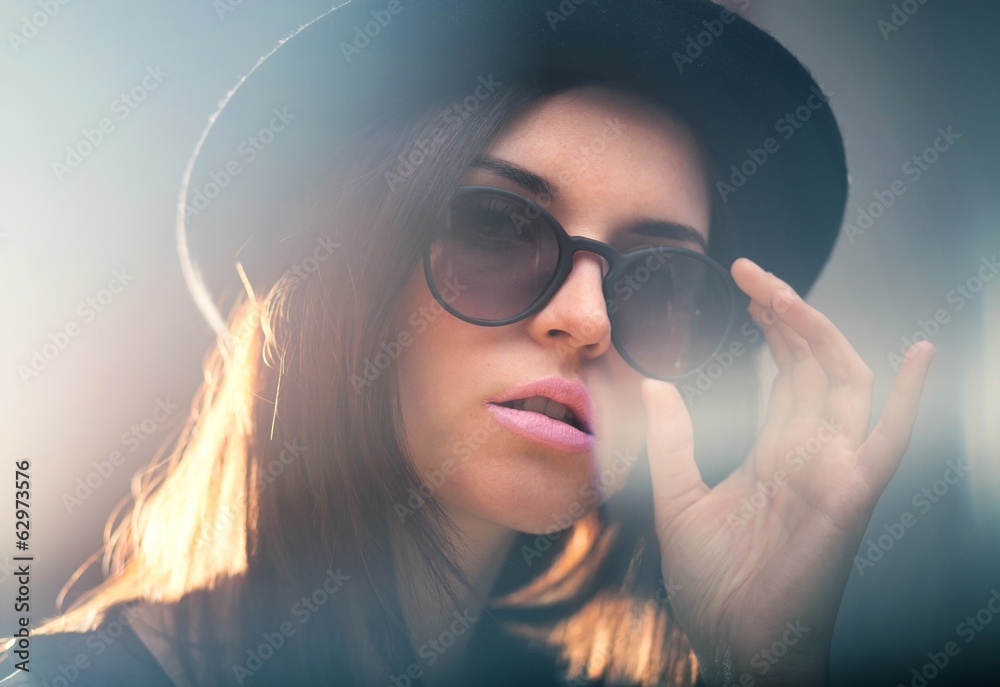 Retro fashion portrait of stylish young woman