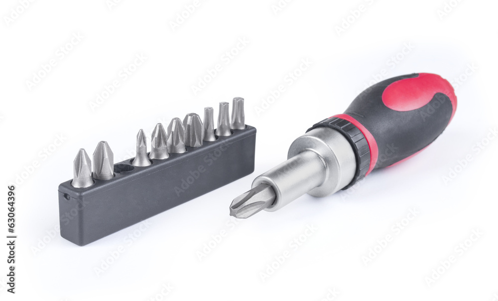 screwdriver with nozzles on a white background