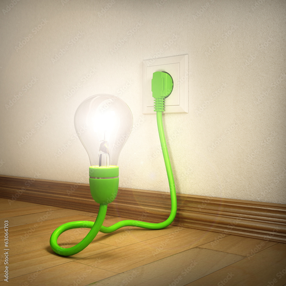 bulb connected to the outlet, rendering