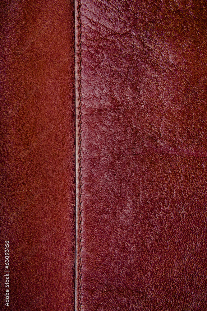 Brown leather texture with seam