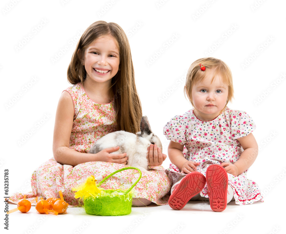 little girls and rabbit