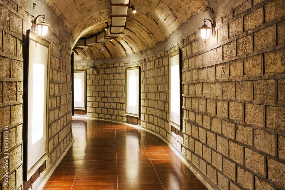 Wine cellar with wine bottle and glasses